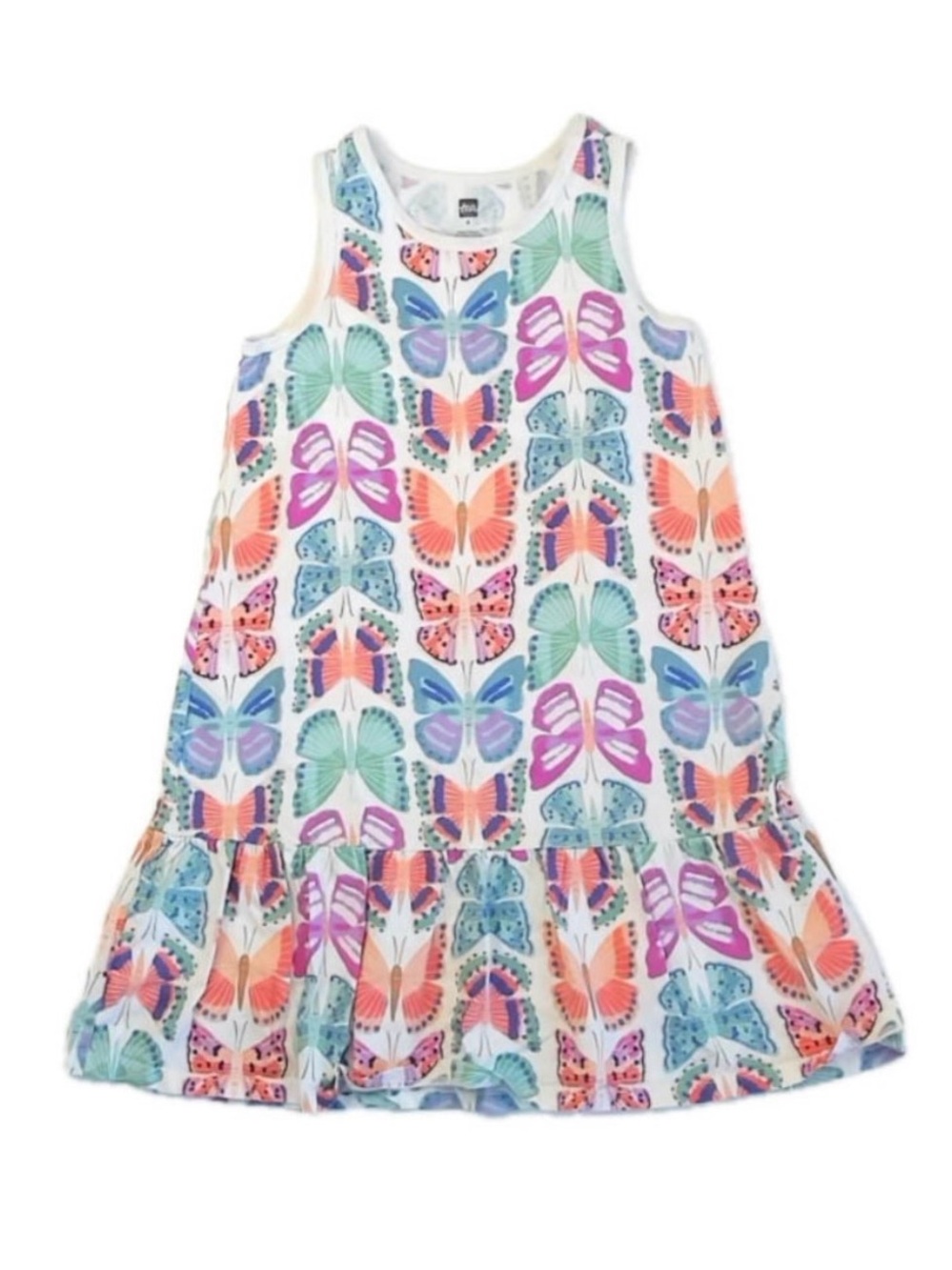 Girls Tea Collection Ruffle Hem Tank Dress Size 6 in Mariposas Pintadas NWT